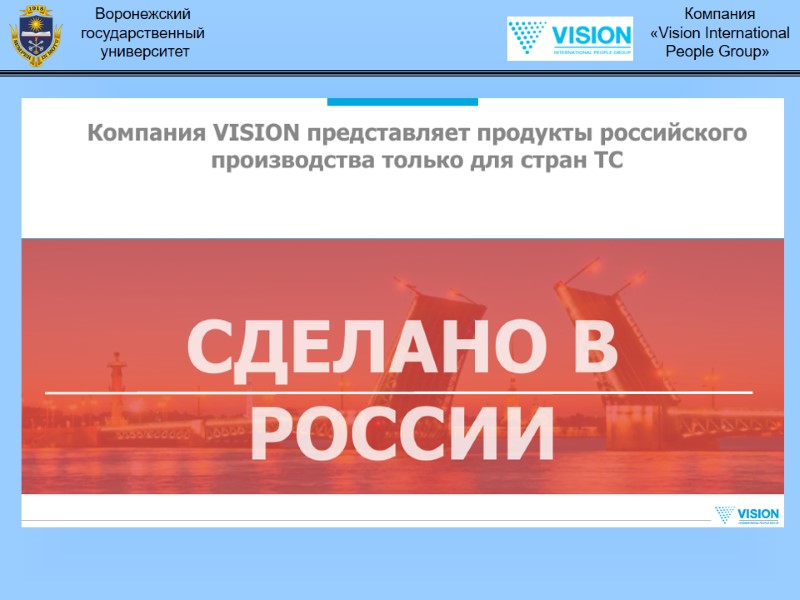 Воронежский  государственный  университет Компания  «Vision International  People Group»